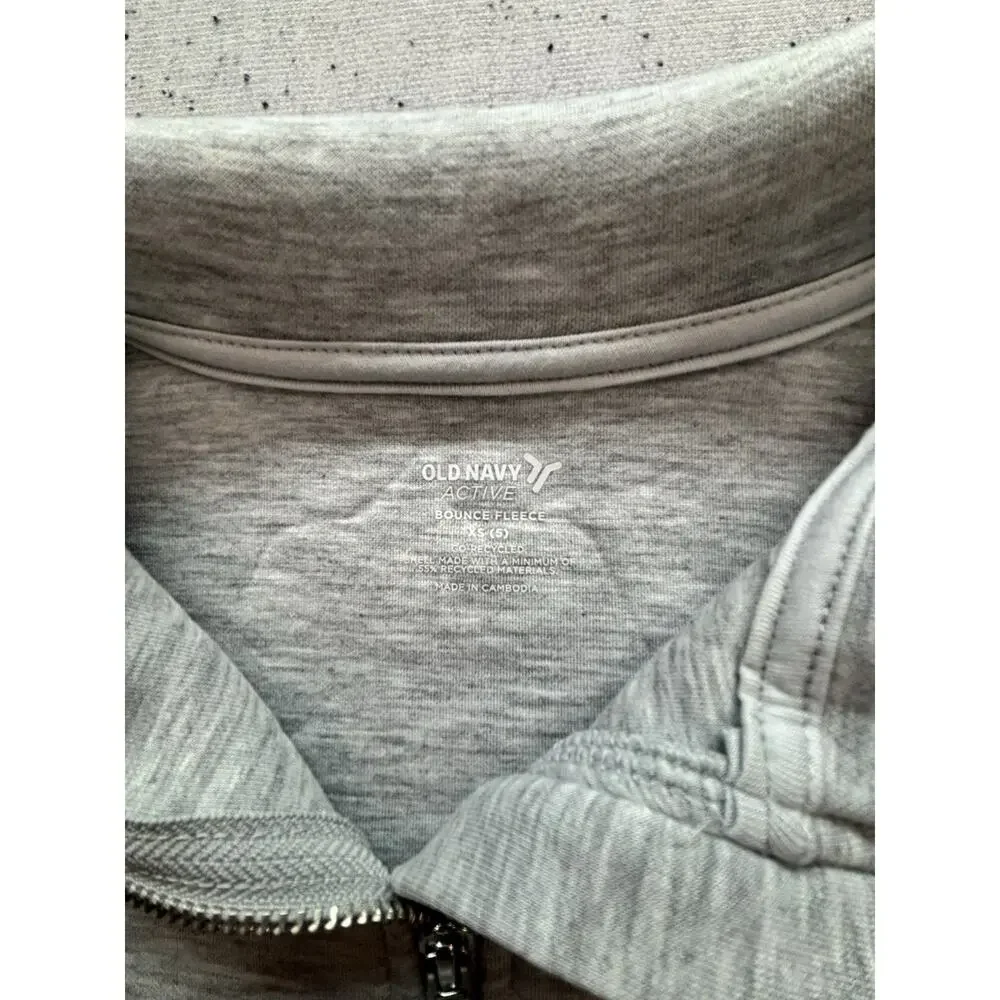 Old Navy Girls XS 5 Bounce Fleece Half Zip Pullover Sweatshirt Gray Crop NWT